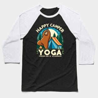 Happpy Camper Yoga | Yoga Finding zen in wilderness | funny bear doing yoga in camping Baseball T-Shirt